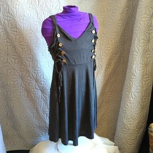 Heather Grey Minidress with lace and button details L